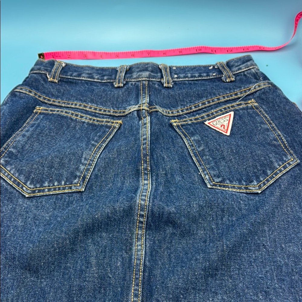 Vintage Guess Women's High Rise Dark Blue Jean skirt